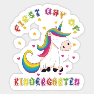 Cutesy Unicorn | First Day Kindergarten Sticker